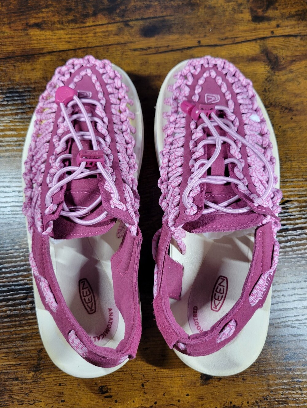 KEEN Pink Outdoor lace Sandals anatomical footbed size 7 - Picture 8 of 14